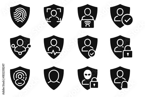 Icon digital behavior session vector cyber biometric security recognition symbol icons grid
