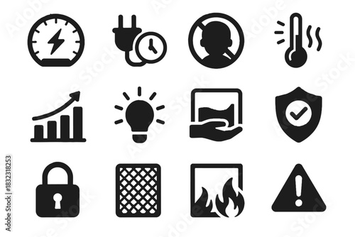 Sensor warning mode ring alert vector icons glass icon energy safety heat