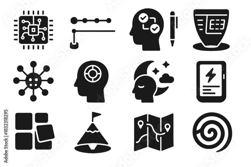 Adaptive neural chip quantum icon vector tracker folding ai holographic futuristic