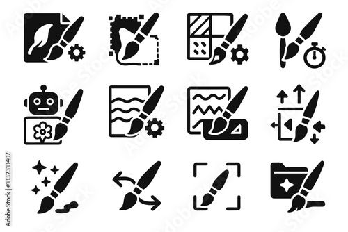 Vector icons pattern guide icon style creative brushstroke smart auto rebalancing painting