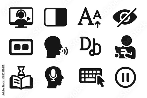Subtitle reading color icon tool mode pause control accessibility ai nav icons