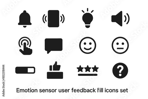 Bar icons suggestion rating alert emotion sensor icon vibration notification vector user