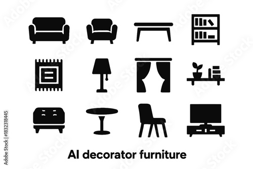 Negative sofa numbers chair emojis no furniture modern vector icon equally armchair