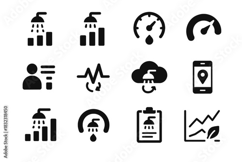 Bar stats beam vector shower efficiency icon smart icons sync data tile