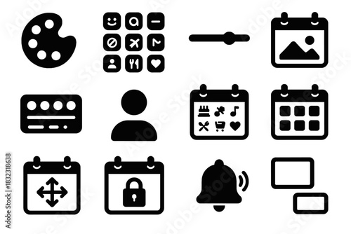 Calendar vector layout toggle widget smart size notification icons icon lock style
