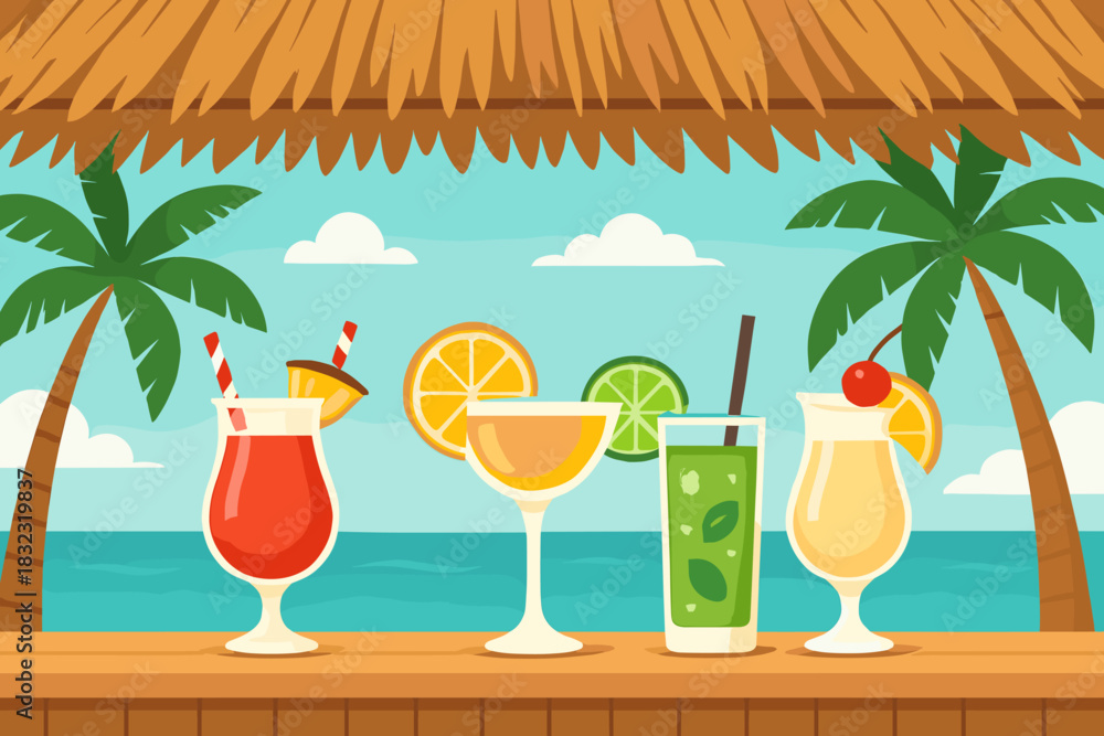custom made wallpaper toronto digitalTropical beach bar with colorful summer cocktails