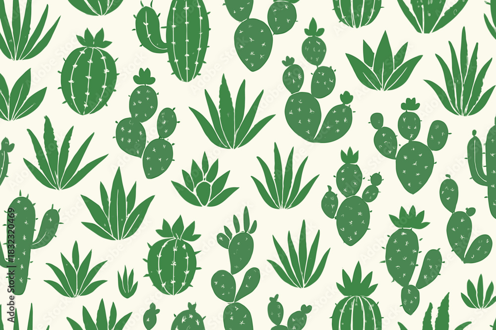 custom made wallpaper toronto digitalSeamless pattern with hand-drawn cacti and succulents