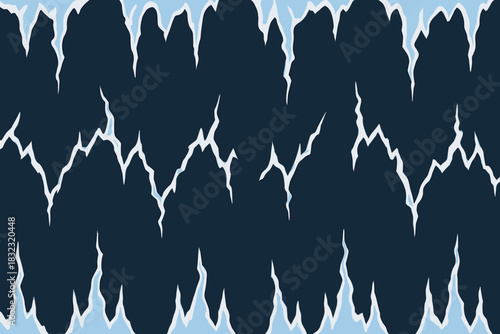 Seamless pattern with jagged ice cracks and dark crevices