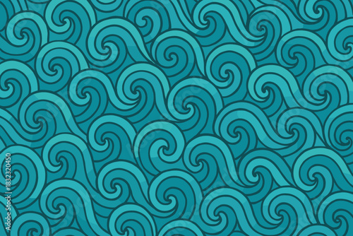 Seamless wave pattern with stylized ocean swirl design