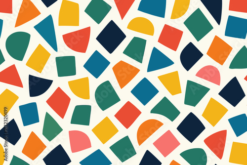 Colorful abstract shapes in seamless geometric pattern