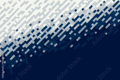 Diagonal pixelated gradient pattern in blue and white tones