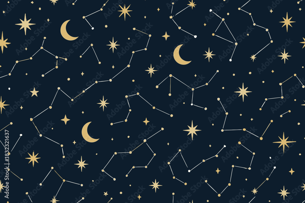 custom made wallpaper toronto digitalSeamless celestial pattern with stars, constellations, and moons