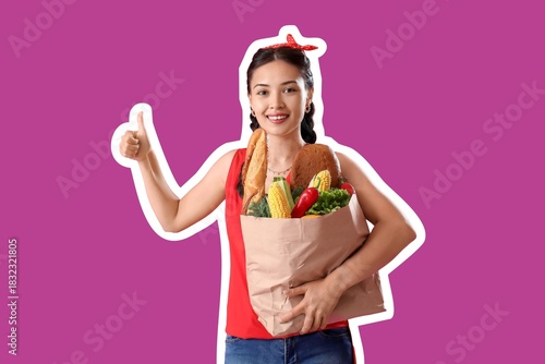 Young Asian woman holding g...