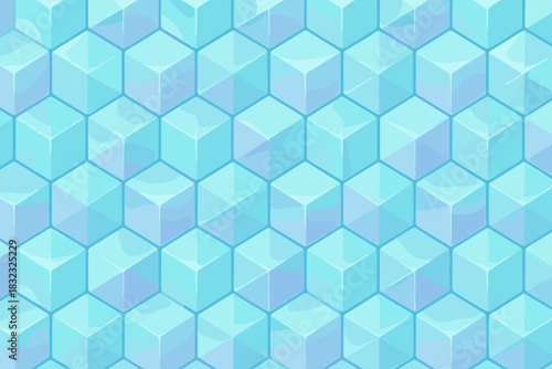 Seamless 3D cube pattern with soft blue gradient shading