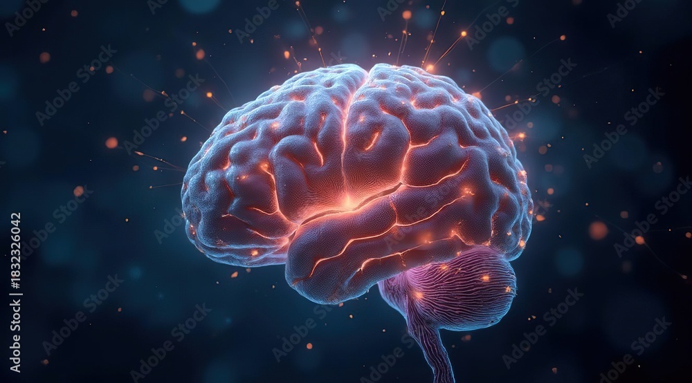 Obraz premium The brain where neural connections occur. AI at work. Modern technologies.