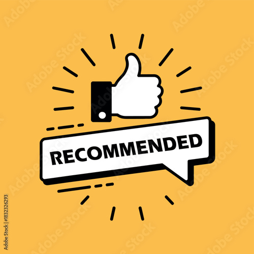 A thumbs-up icon signifies a recommendation on a bright yellow background.