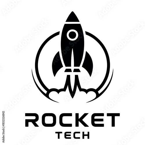 A stylized rocket launching with the words 'Rocket Tech' below it.