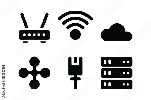 Collection of network and technology icons