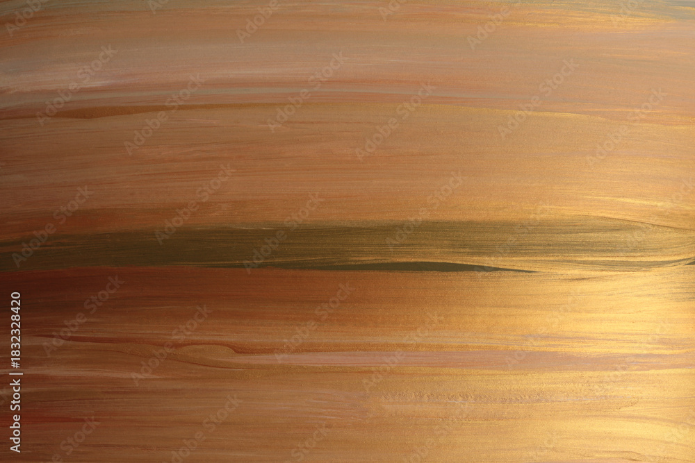 Obraz premium Art oil, Acrylic brush stroke smear painting landscape canvas. Abstract texture glow gold, bronze, beige pastel color stain background.