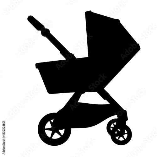 Baby stroller silhouette, child mobility and parenting essentials