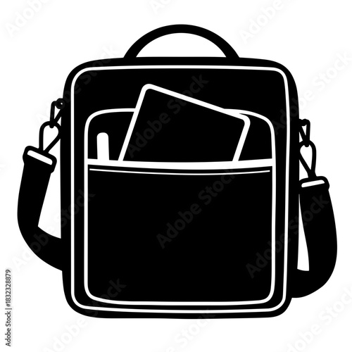 Briefcase with document and pen, business essentials and professional organization