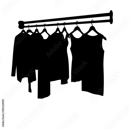 Clothing silhouettes on hangers, fashion display and wardrobe organization concept