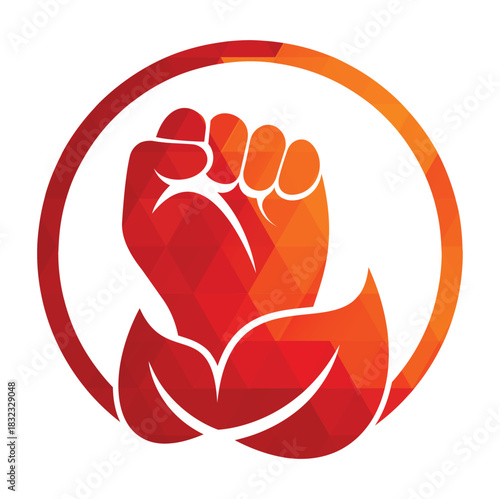 Power of nature vector logo design. Hand and eco symbol or icon.
