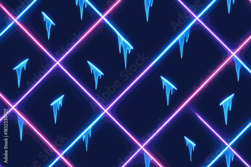 Colorful neon graphic design with icy elements on a dark background, creating a vibrant and modern visual appeal