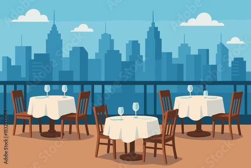 Rooftop Restaurant with City Skyline View