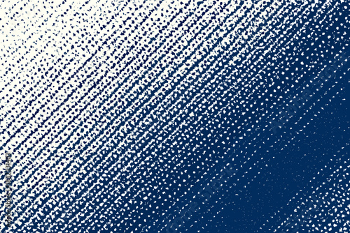 Diagonal halftone texture in navy blue and white