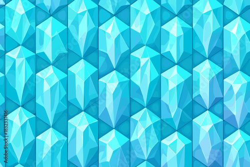 Seamless geometric crystal pattern in blue tones