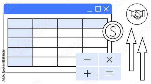 Finance concept. Finance tools thumbs up spreadsheets, calculators, and growth symbols boosting data-driven decision-making. Finance solutions help track expenses and analyze growth. For budgeting