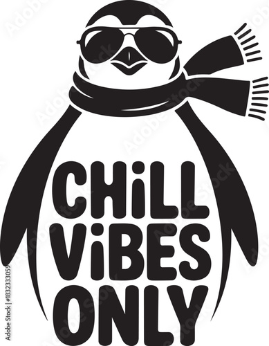 Cool penguin chill vibes only winter cartoon relaxed design