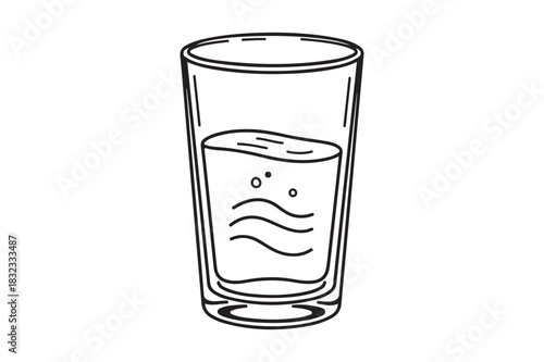Simple line drawing of a tall glass filled with water