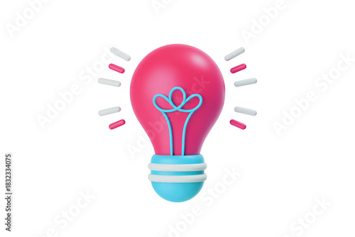 Vibrant 3D lightbulb bursting with creative ideas, innovation, and bright solutions for business growth and forward-thinking concepts