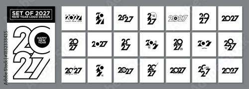 Set of Happy new year 2027 logo design.