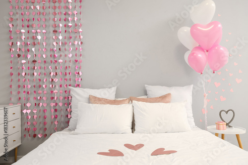 Interior of light bedroom w...