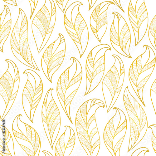 seamless  abstract  floral   background with gold leaves