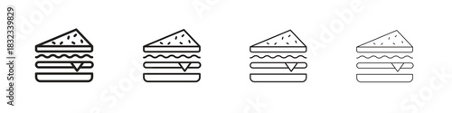 Sandwich icons. Line with editable stroke. Multiple icons collection