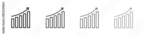 Sales growth icons. Line with editable stroke. Multiple icons collection