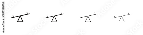 Seesaw icons. Line with editable stroke. Multiple icons collection