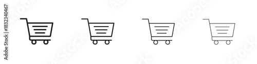 Shopping cart icons. Line with editable stroke. Multiple icons collection