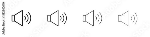 Speaker icons. Line with editable stroke. Multiple icons collection