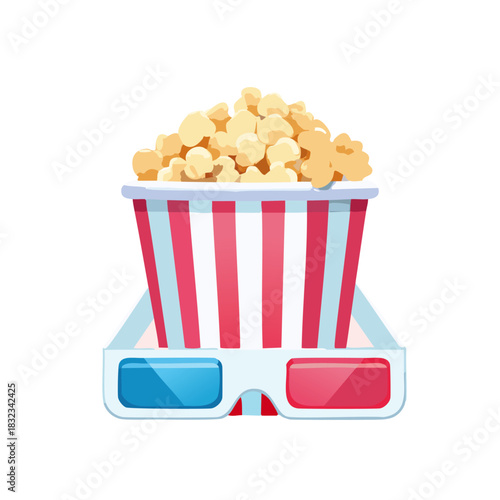 pop corn and 3d glass
