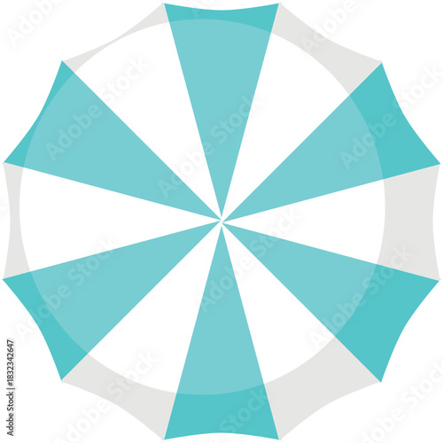 Beach umbrella vector. Summer sun parasol for sunshade icon. Isolated top view illustration. Outdoor striped resort, pool, patio accessory on white background