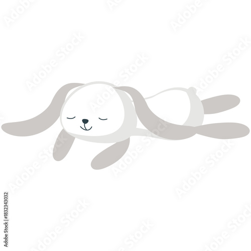 Rabbit sleep vector. Bunny sleeping cartoon icon. Isolated lazy hare animal asleep illustration on white background