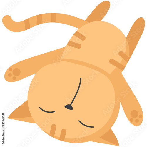 Kitten vector illustration. Cartoon cute cat sleep. Character animal having sweet dream icon. Sleepy pussycat. Tired funny napping pet isolated on white background