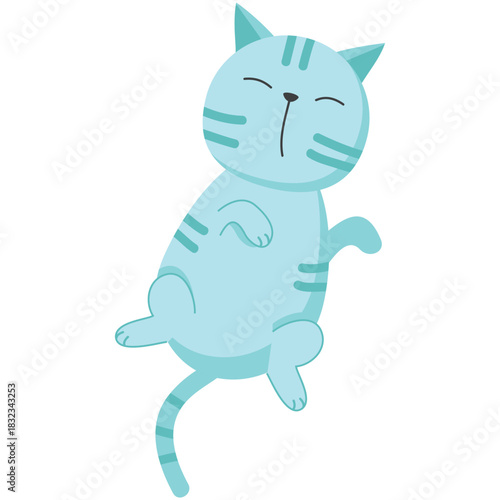 Kawaii cat sleeping vector. Cute character animal fall asleep icon. Lazy kitten taking nap isolated on white background. Bedtime, sweet dream, good night concpet