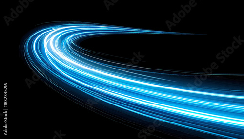 Futuristic Blue Light Trail Swoosh Abstract Neon Motion Effect Background
