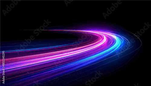 Futuristic Blue Light Trail Swoosh Abstract Neon Motion Effect Background